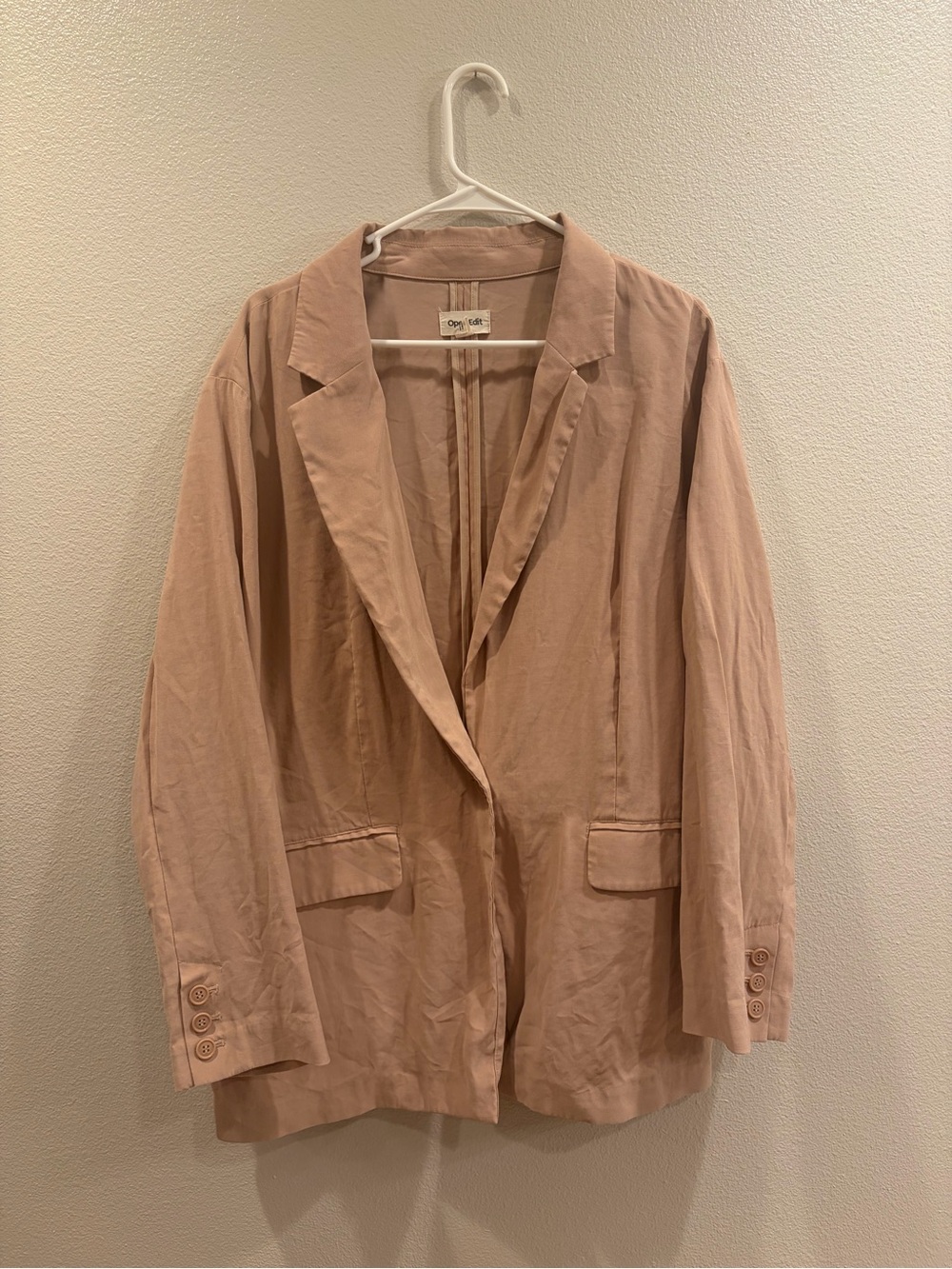 Relaxed Blush Pink Oversized Blazer Jacket